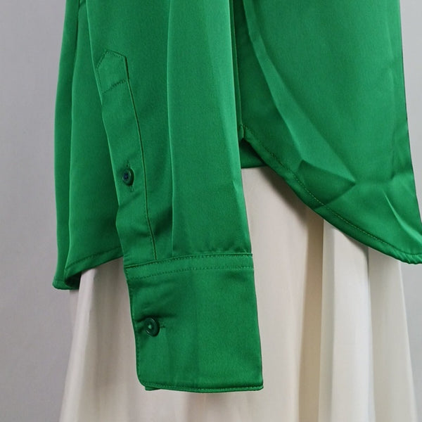 J. Crew Green Satin Blouse/ Skirt Set