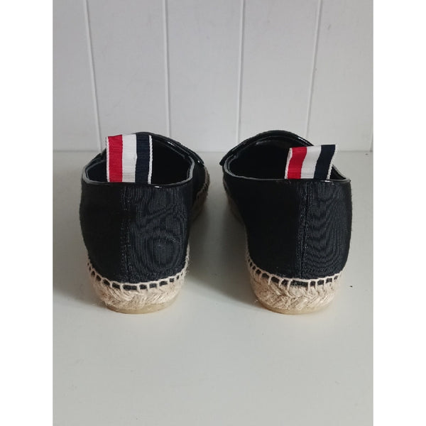 THOM BROWNE BLK ESPADRILLE FLATS SHOES.