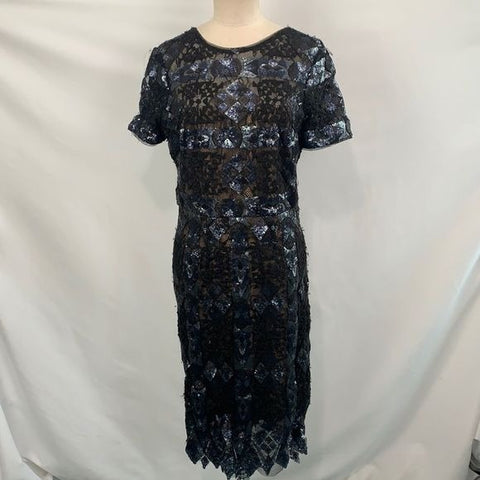 BCBGMaxAzria NWT gunmetal sequined print dress
