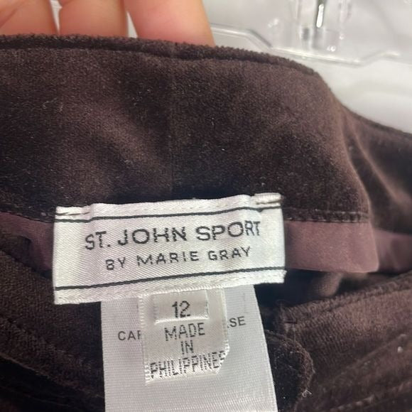 St John Brown Velvet Slacks With Copper Chain Belt