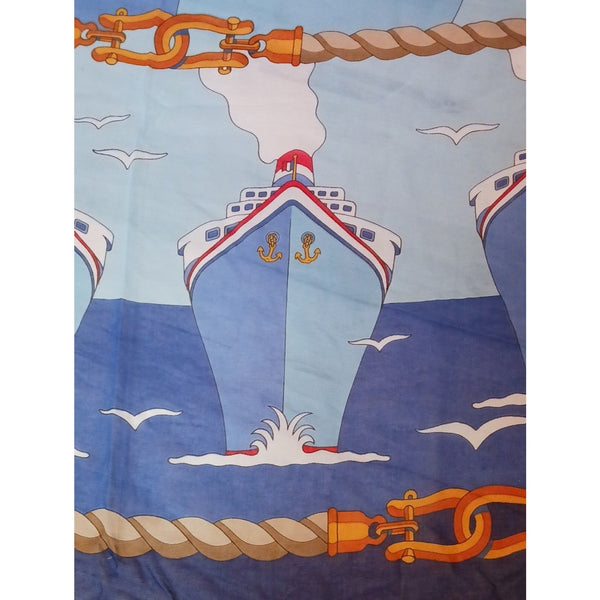 HERMES LARGE SHIP PRINT SHAWL/PAREO W BOX SHAWL