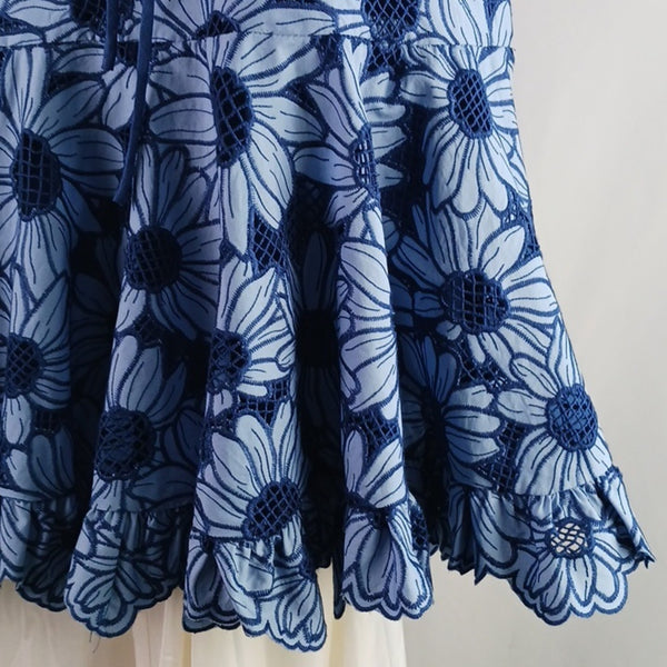 Sandro Blue Floral Lace Mini New Dress.
