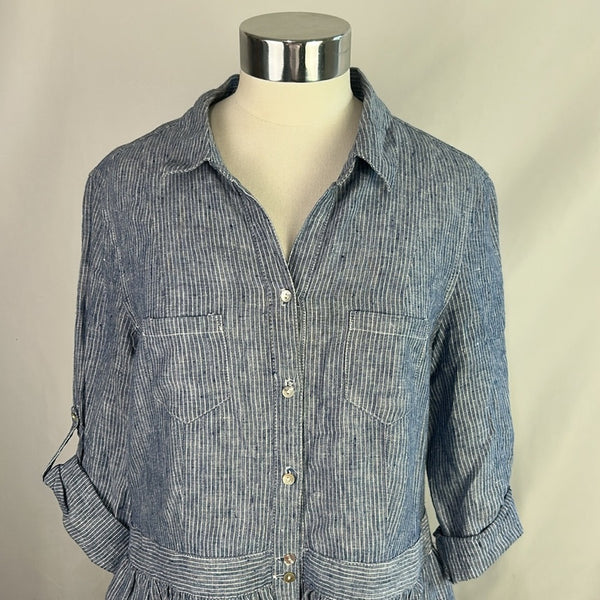 Malvin Blue Striped Linen Shirt Dress