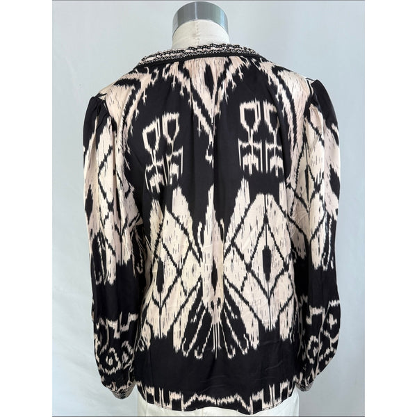 CABALLERO BLACK PRINT TIE NECK TUNIC