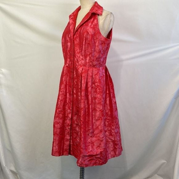 Carmen Marc Valvo NWT Coral Brocade Fit Flare Dress