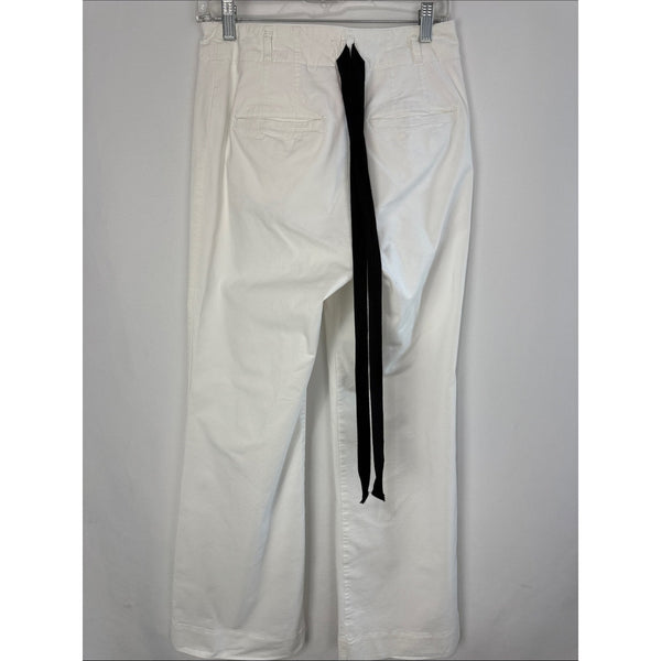 ANTHROPOLOGIE WHITE WIDE LEG PANTS WITH BLACK BELT