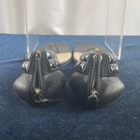 Valentino Black Beaded Ankle Strap Sandals