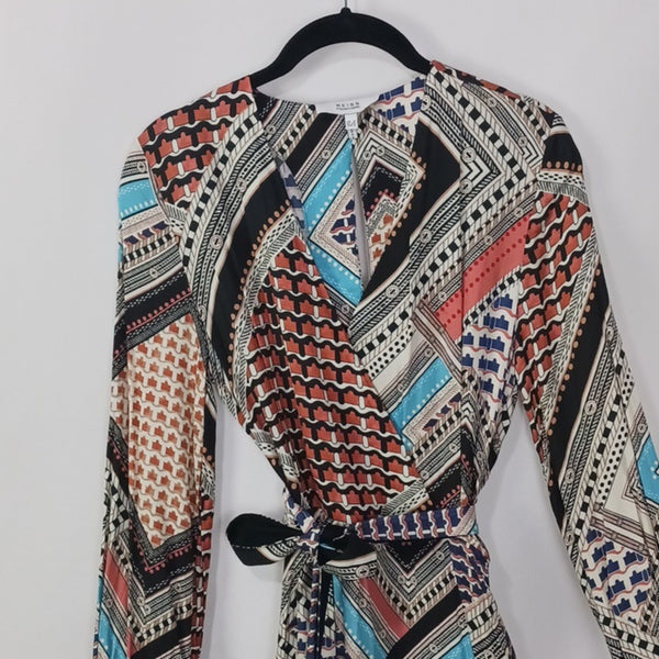 Reiss Multi Scarf Print Long Sleeve W Belt Dress.