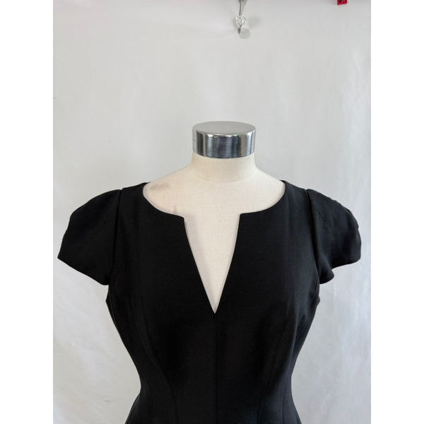 HALSTON Black Cap Sleeve Tulip Dress