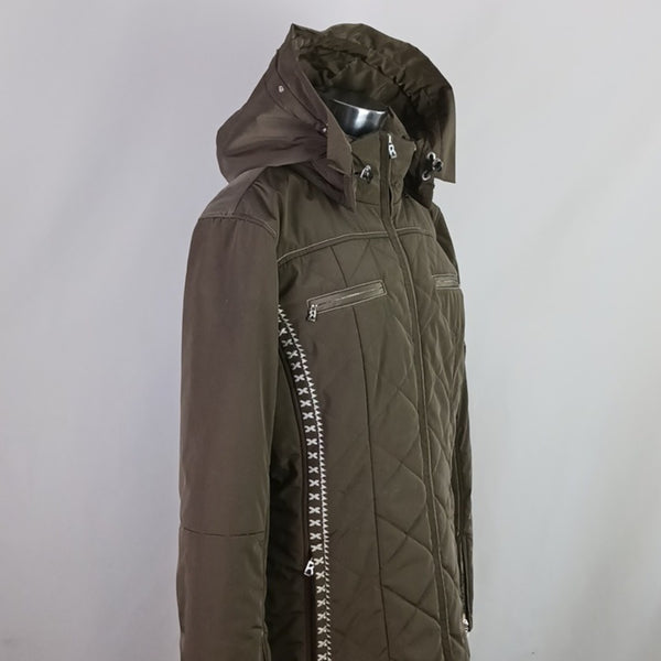 Bogner Br W Embroiderd Zip Nylon Women's Quilted Hooded Jacket.