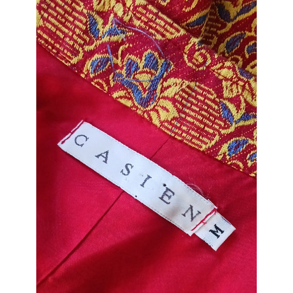 CASIEN Red Print W Fringe Trim.