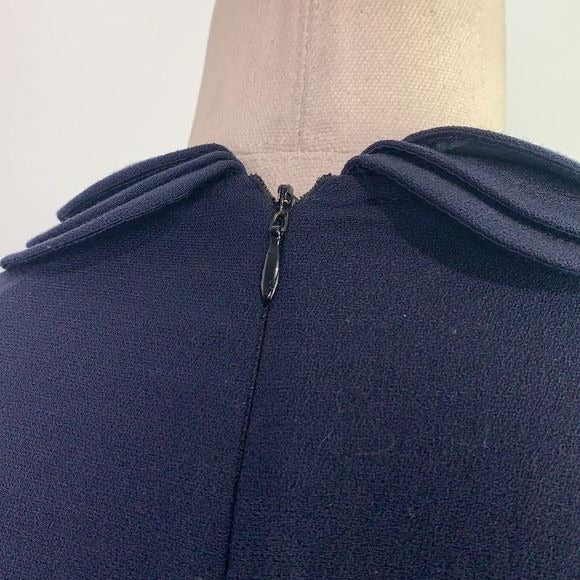 Stogova Navy Bow Sleeve with Peplum Midi Dress