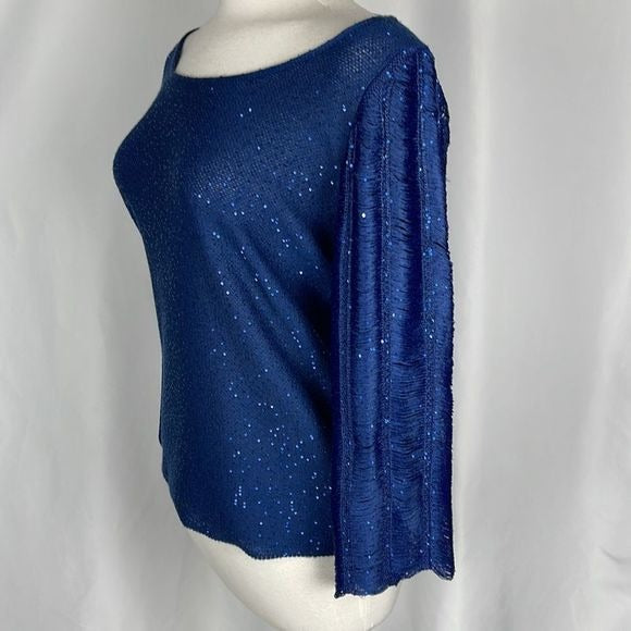 St John Navy Beaded Knit Sweater