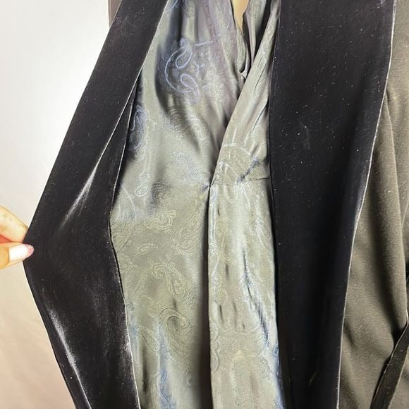 Alberta Ferretti Navy Velvet and Silk Print Dress