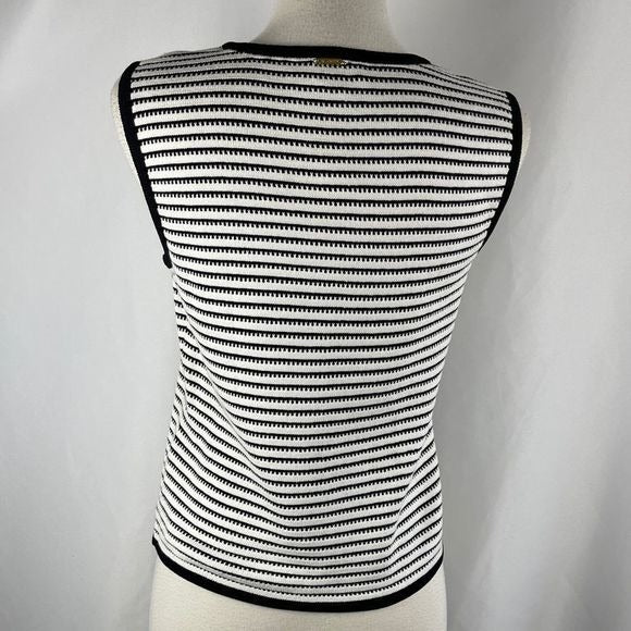 St John black/white stripe cardigan and top