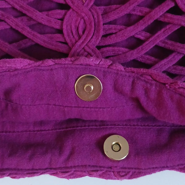 Sass & Bide Woven W Fringe Fabric Magenta Bag.