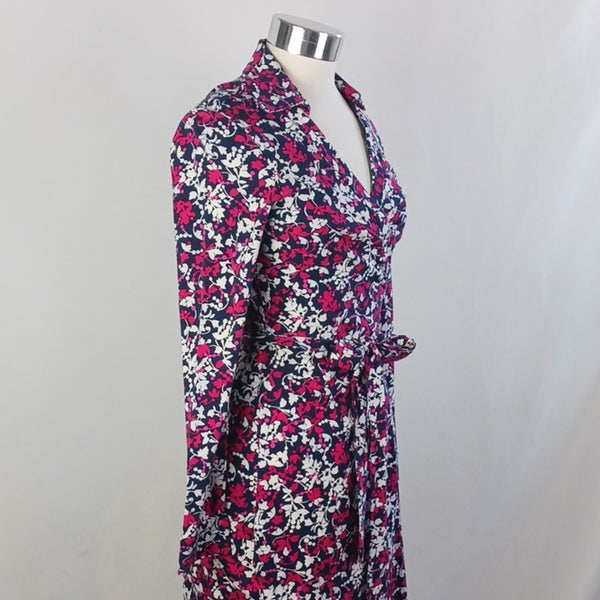 Diane Von Furstenberg Pink Blue Floral Wrap Dress.