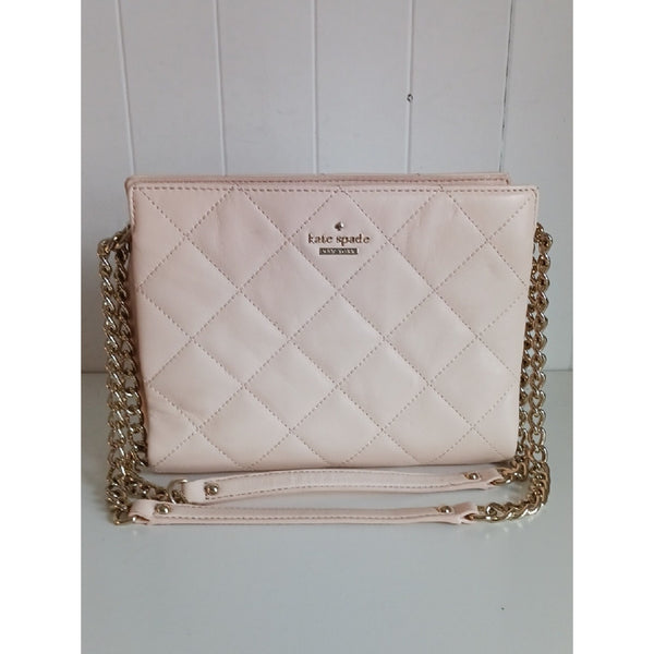 KATE SPADE BLUSH QUILTED CHAIN STRAP BAG.