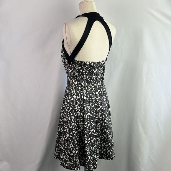Robert Rodriguez Black/Cream Lace Print Zip Front Dress