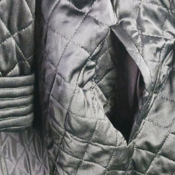 Valentino Vtg  Black Satin Quilted W Beaded Toggles Cape Coat.