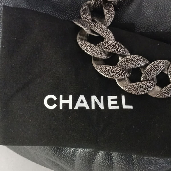 Chanel Black Caviar Hobo W Chain Strap.