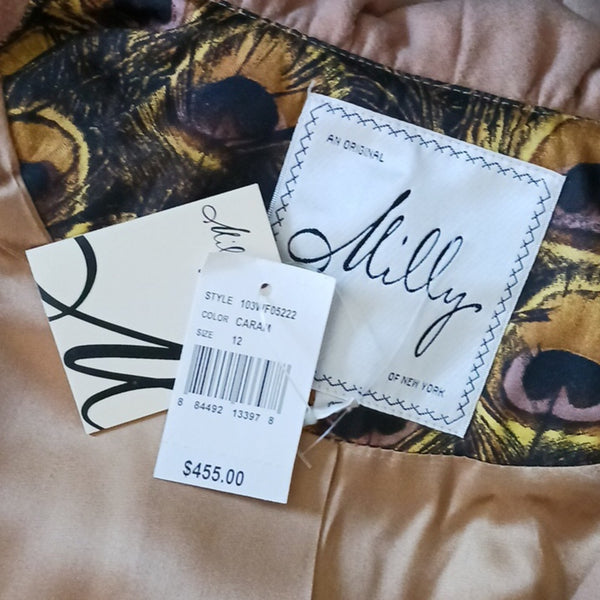 Milly Tan Ruffle Trim Jacket NWT