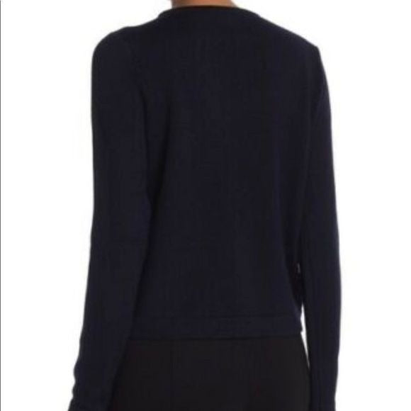 Elie Tahari Real Fur and Knit Navy Sweater