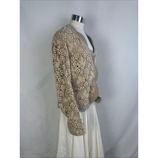 VALENTINO VINTAGE TAN CROCHET BLAZER JACKET