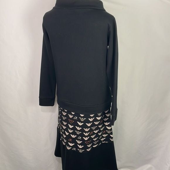 Emporio Armani Black Top Logo Print Bottom Dress
