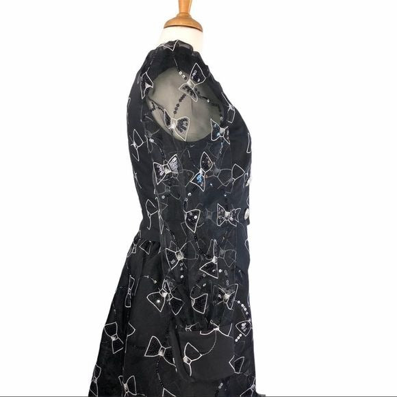 Rare Vintage Black Bow Tie Skirt & Jacket Set
