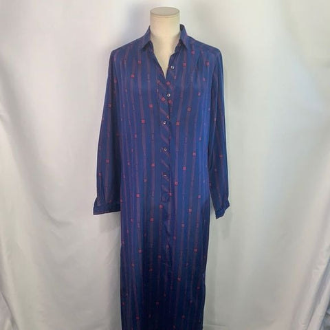 Vintage Pierre Balmain blue red logo print shirt dress