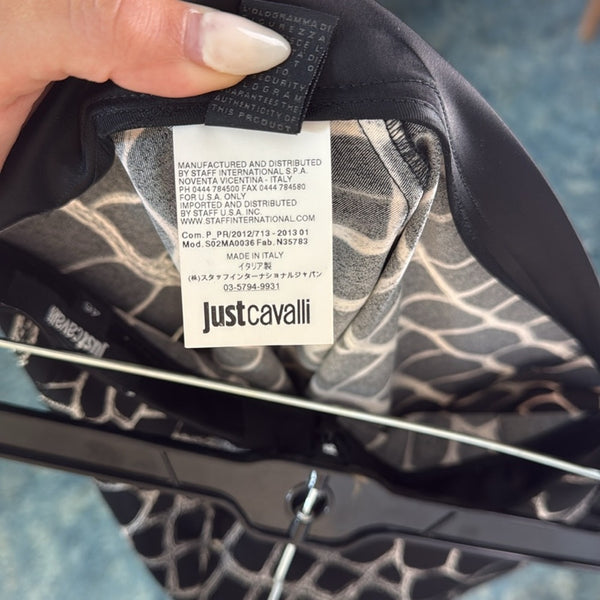 Roberto Cavalli Black White Print Pencil Skirt