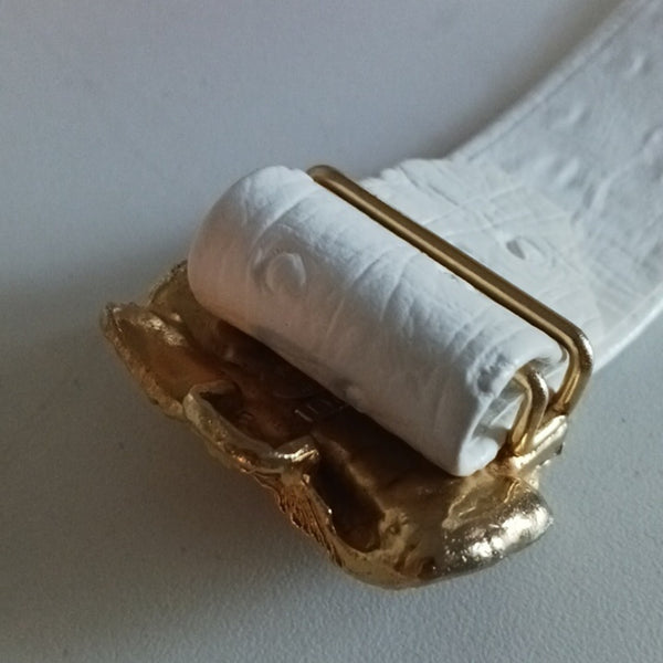Mimi D Vintage White With Gold Buckle Belt