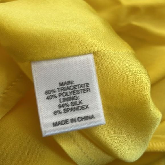 St John Yellow Drape Front Cap Sleeves Dress