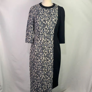 Stogova grey animal print black color block dress