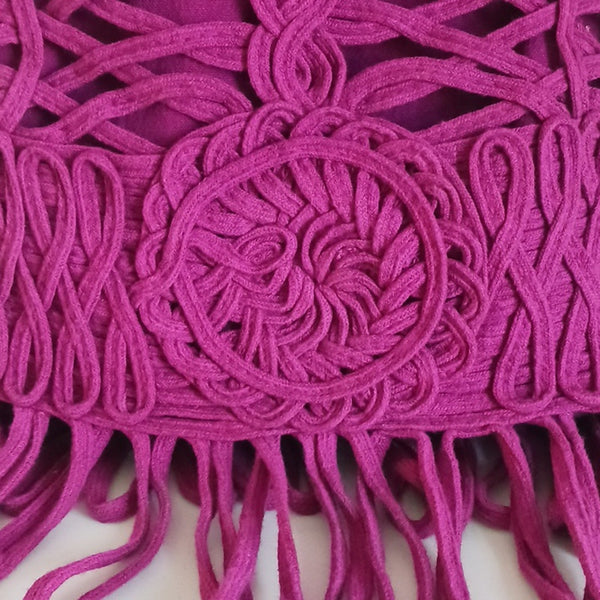 Sass & Bide Woven W Fringe Fabric Magenta Bag.