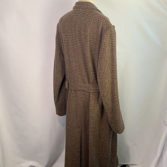 Ralph Lauren Tan Plaid Full Length Wool Coat