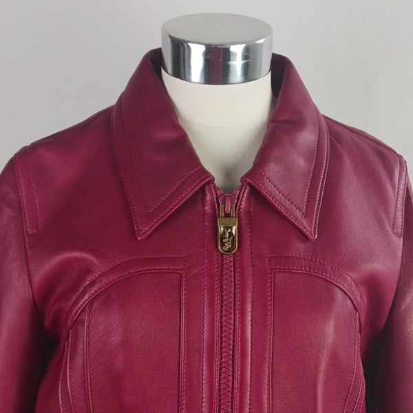 Coach Red  Leather Short  Jacket.