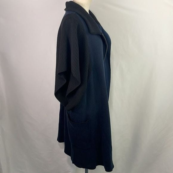 NWT Luis Buchinho Navy Black ZIP Long Vest