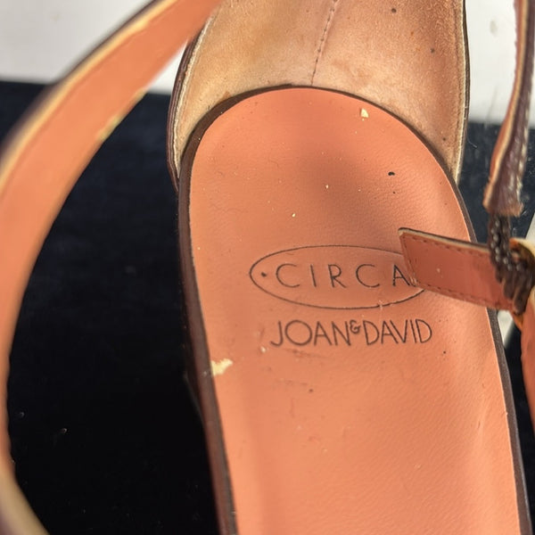Joan and David Brown Vintage T Strap Shaped Wedges