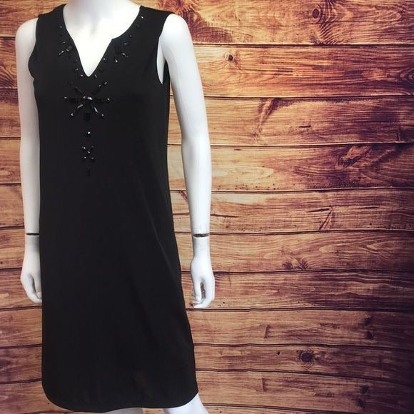 NWT Gerard Darel Black Beaded Neck Dress