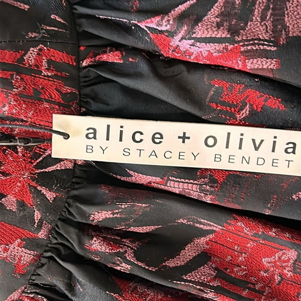 NWT Alice and Olivia Black Multi Floral A Line Skirt