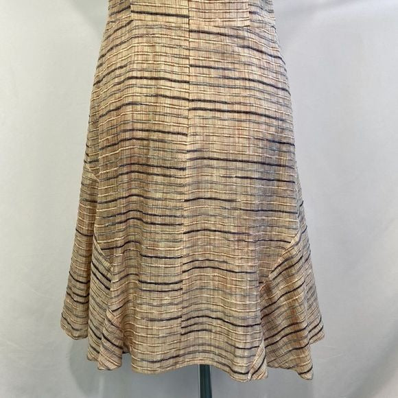 Hugo Boss Tan Striped Fit Flare Dress