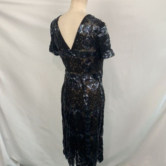 BCBGMaxAzria NWT gunmetal sequined print dress