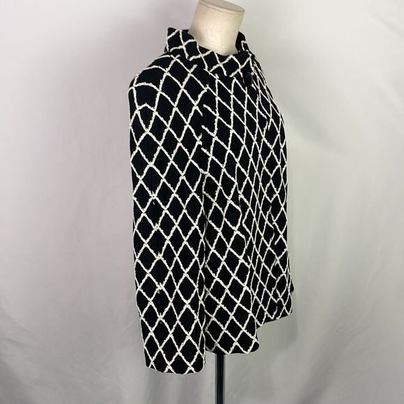 St John Black White Print Button Front Jacket