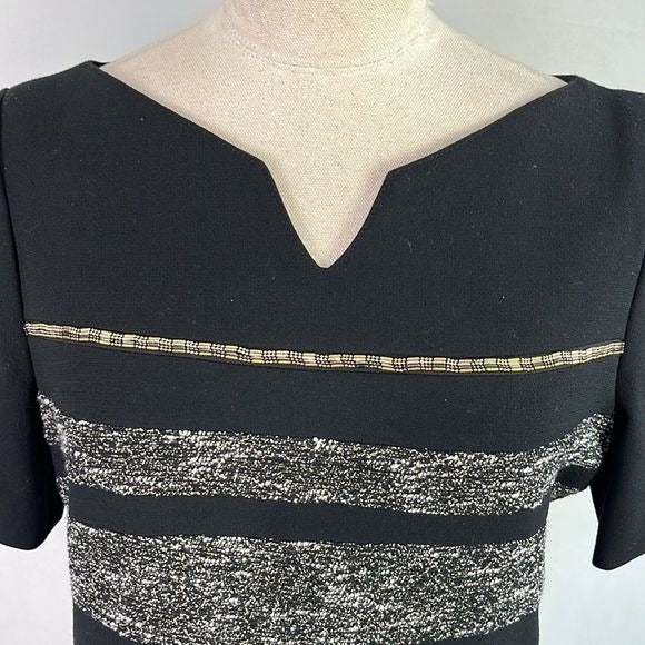 NWT Axara Gold Tweed/Gold Beads Black Dress