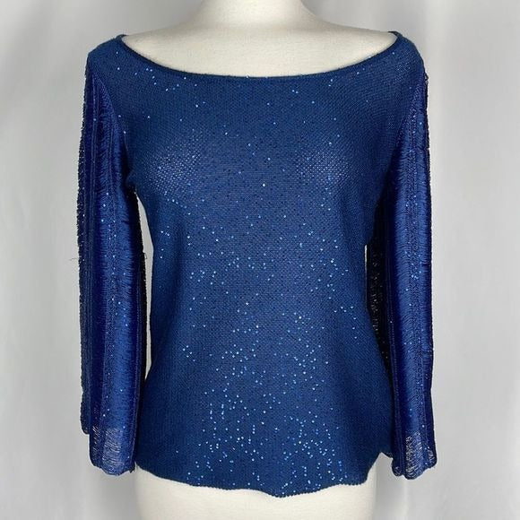 St John Navy Beaded Knit Sweater
