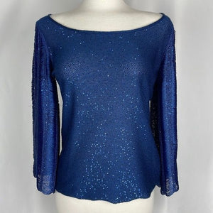 St John Navy Beaded Knit Sweater