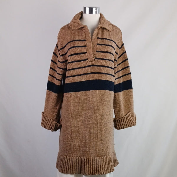 Ciao Lucia Tan and Black Striped Sweater Dress