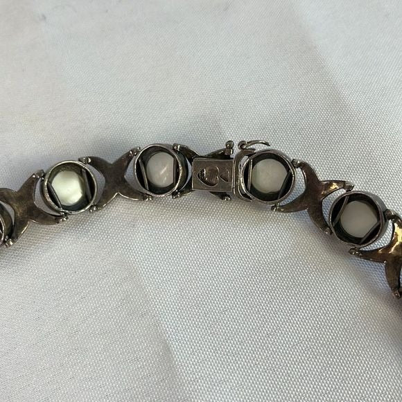 Sterling Marcasite/Pearl Necklace with Earrings